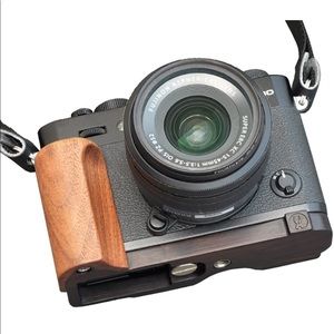 Wood Wooden Ebony Camera Hand Grip L Base Plate Holder for Fujifilm X-T30 XT30
